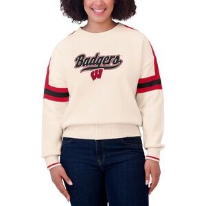 Wisconsin Badgers Cream Knit Sweater